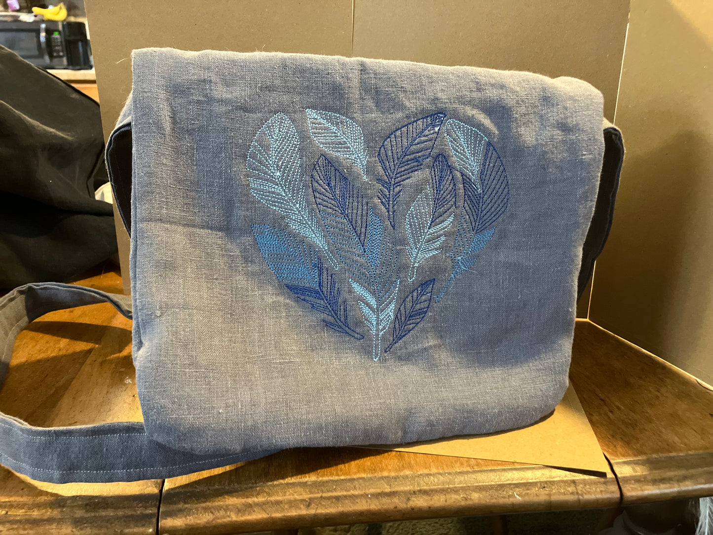 Blue Feather Heart Bag