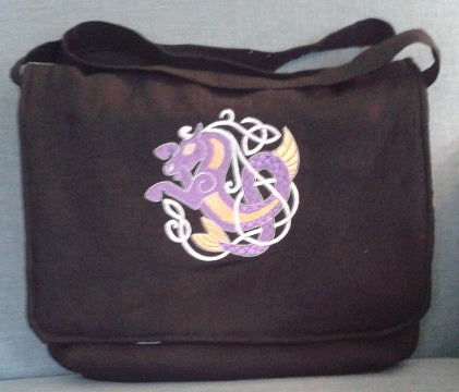 Embroidered Celtic Seahorse Bag
