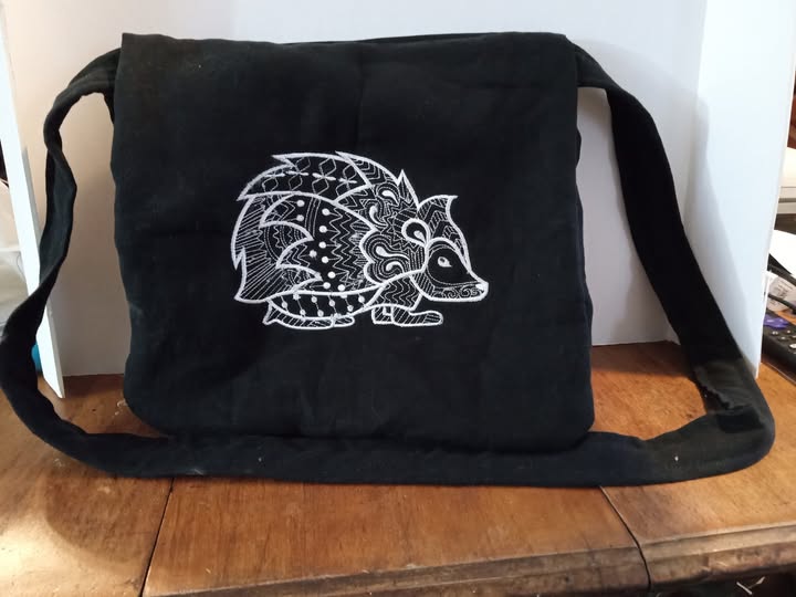 Black Linen Hedgehog Bag