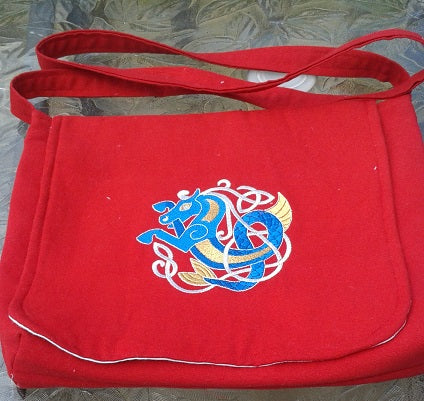Embroidered Celtic Seahorse Bag