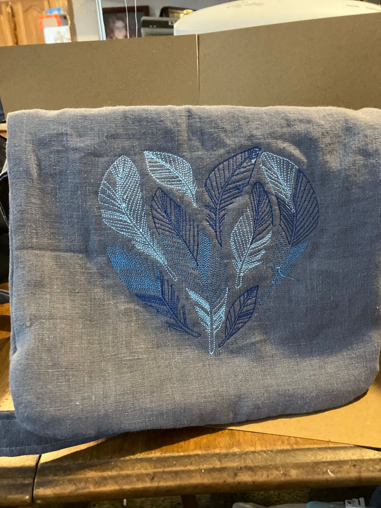 Blue Feather Heart Bag