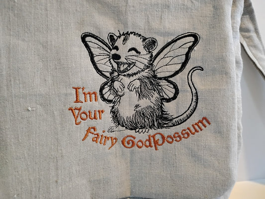 Fairy GodPossum Embroidered Messenger Bag Cotton